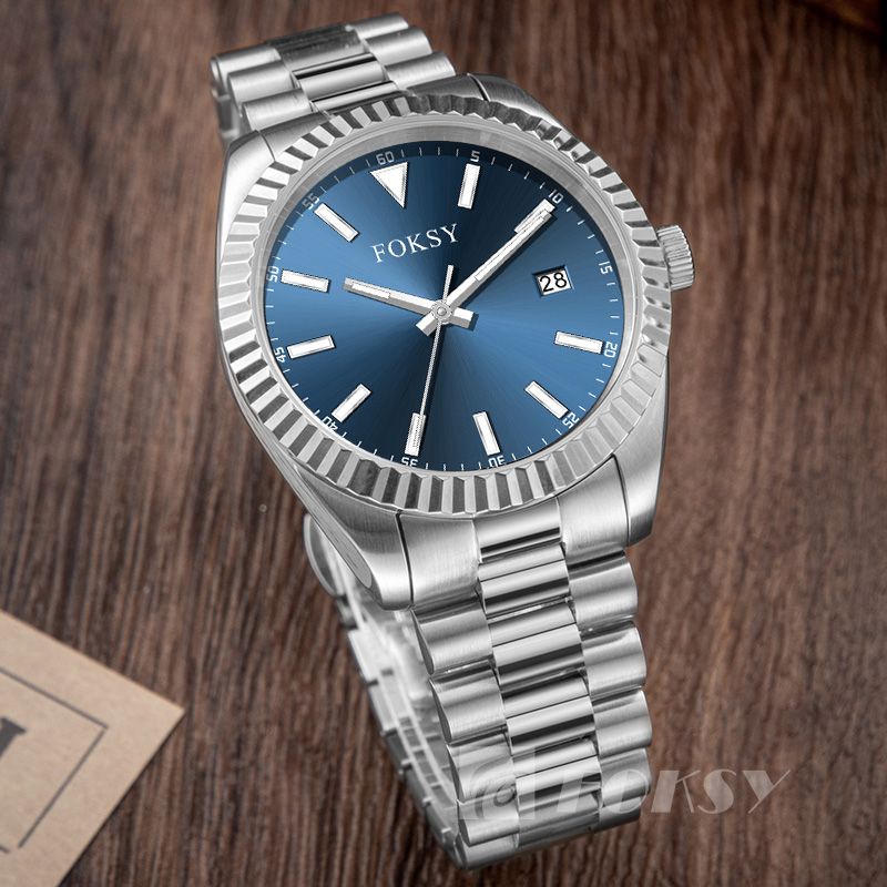 Custom Men Watch Quartz Watch Stainless Steel 5ATM Luminous Date Customizable Watch 583S-7-1023