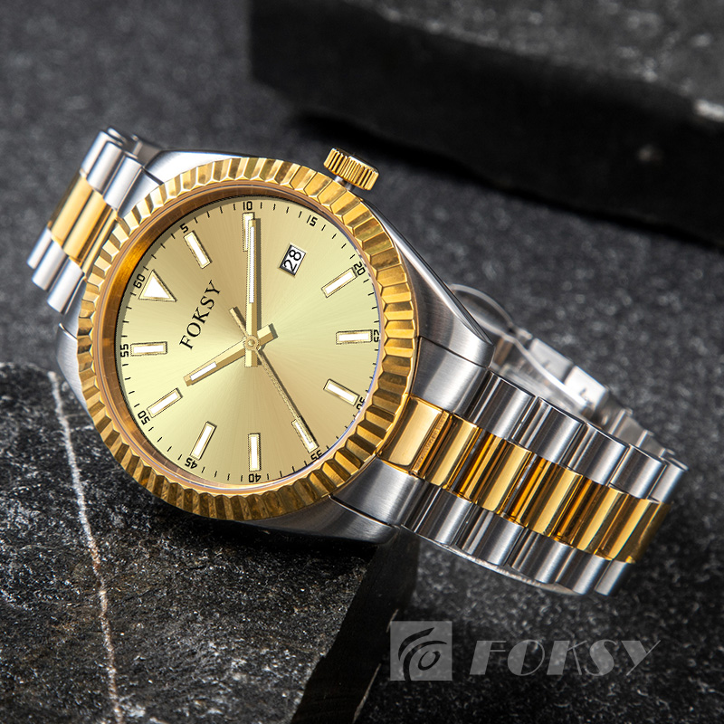 Custom Men Watch Quartz Watch Stainless Steel 5ATM Luminous Date Customizable Watch 583S-7-1023