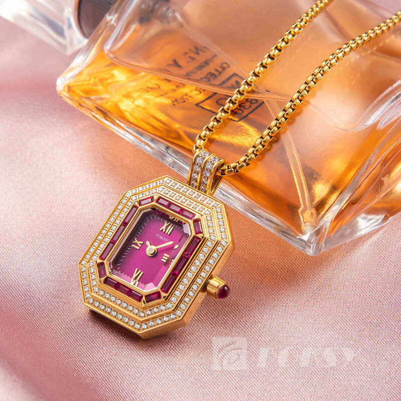 Custom Women Watch Quartz Roman Necklace Ring Watch Diamond-Encrusted Stainless Steel/Leather 3ATM Customizable Set Watch 671-7-1001