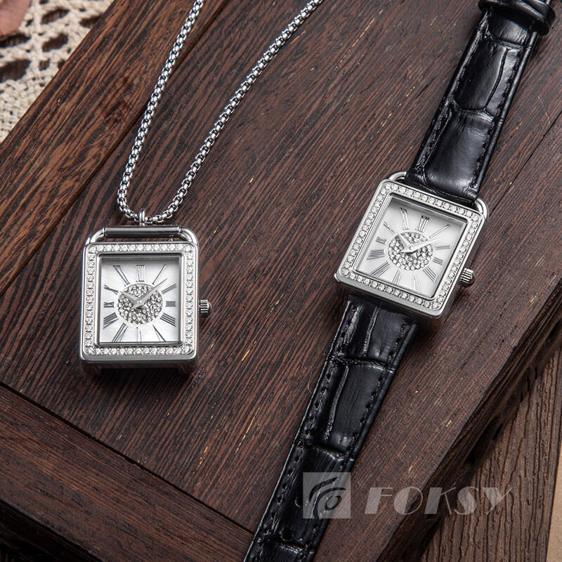 Custom Women Watch Quartz Watch Roman Necklace Watch Diamond-Encrusted Stainless Steel/Leather 3ATM Customizable Set Watch 677-7-1001