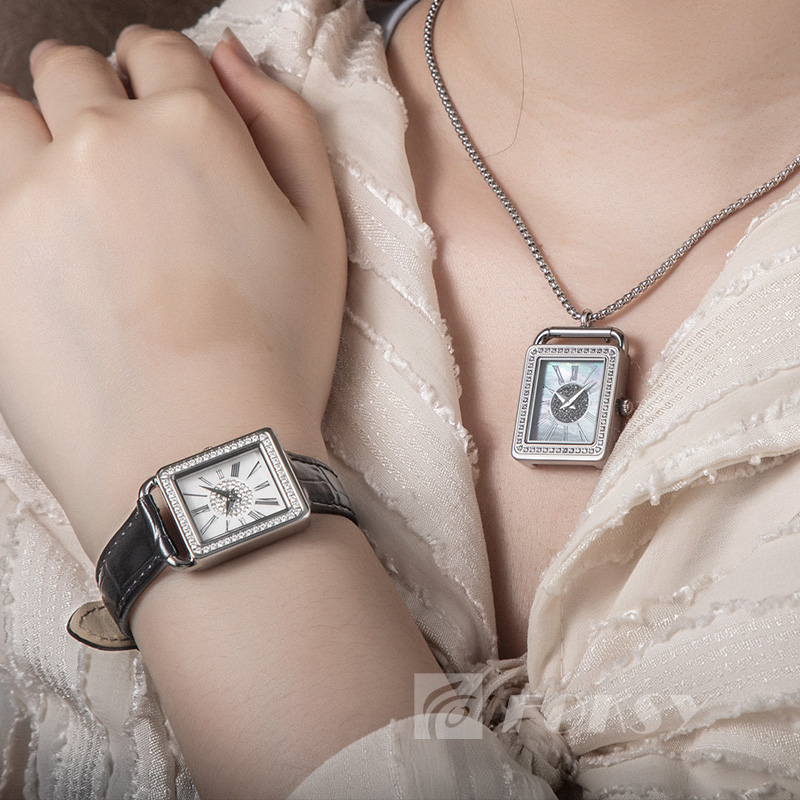 Custom Women Watch Quartz Watch Roman Necklace Watch Diamond-Encrusted Stainless Steel/Leather 3ATM Customizable Set Watch 677-7-1001