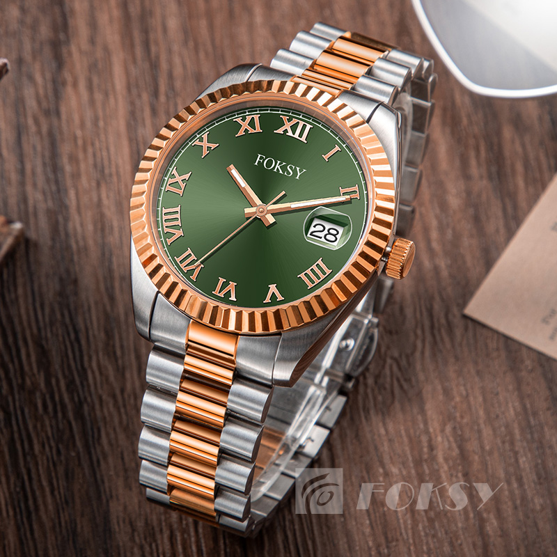 Custom Men Watch Quartz Watch Roman Watch Stainless Steel 5ATM Luminous Date Customizable Watch 583S-7-1066