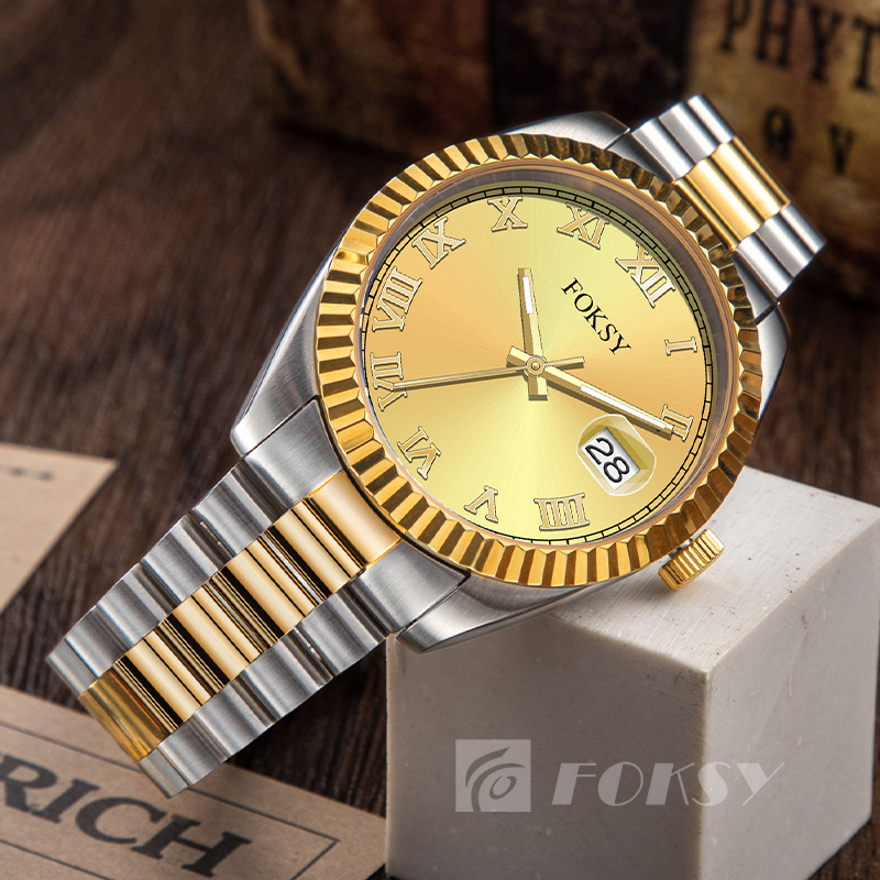 Custom Men Watch Quartz Watch Roman Watch Stainless Steel 5ATM Luminous Date Customizable Watch 583S-7-1066