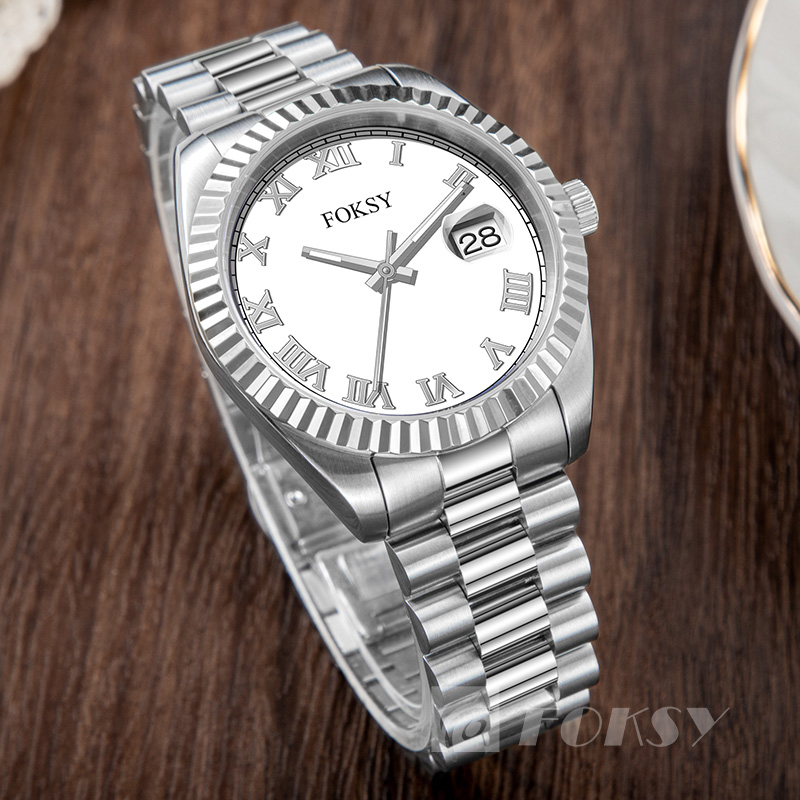 Custom Men Watch Quartz Watch Roman Watch Stainless Steel 5ATM Luminous Date Customizable Watch 583S-7-1066