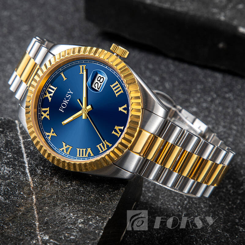 Custom Men Watch Quartz Watch Roman Watch Stainless Steel 5ATM Luminous Date Customizable Watch 583S-7-1066