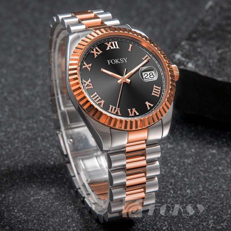 Custom Men Watch Quartz Watch Roman Watch Stainless Steel 5ATM Luminous Date Customizable Watch 583S-7-1066