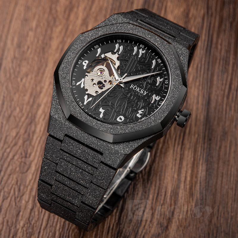 Custom Men Watch Automatic Watch Stainless Steel Skeleton Design 5ATM Custom Logo 256J-6-1237