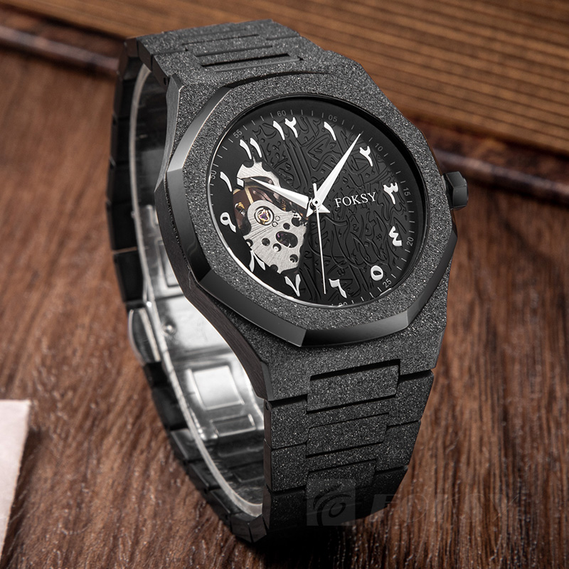 Custom Men Watch Automatic Watch Stainless Steel Skeleton Design 5ATM Custom Logo 256J-6-1237