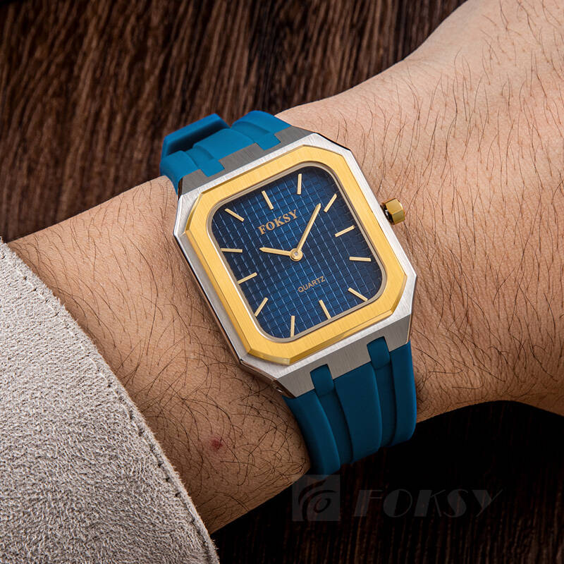 Custom Unisex Men Women Watch Quartz Watch Silicone Strap Stainless Steel 5ATM Leisure Fashion Square Watch 627-7-1001