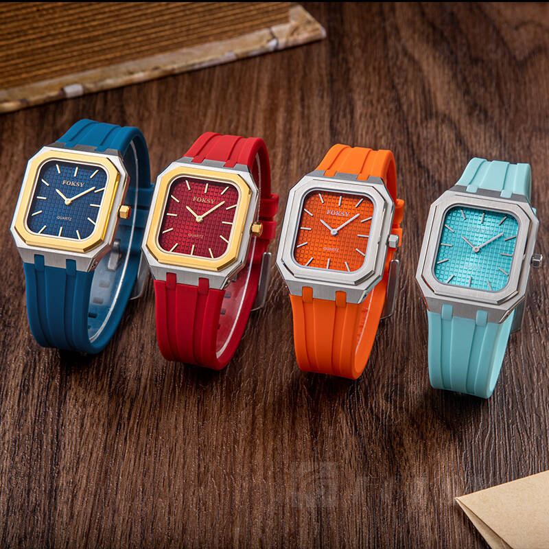 Custom Unisex Men Women Watch Quartz Watch Silicone Strap Stainless Steel 5ATM Leisure Fashion Square Watch 627-7-1001