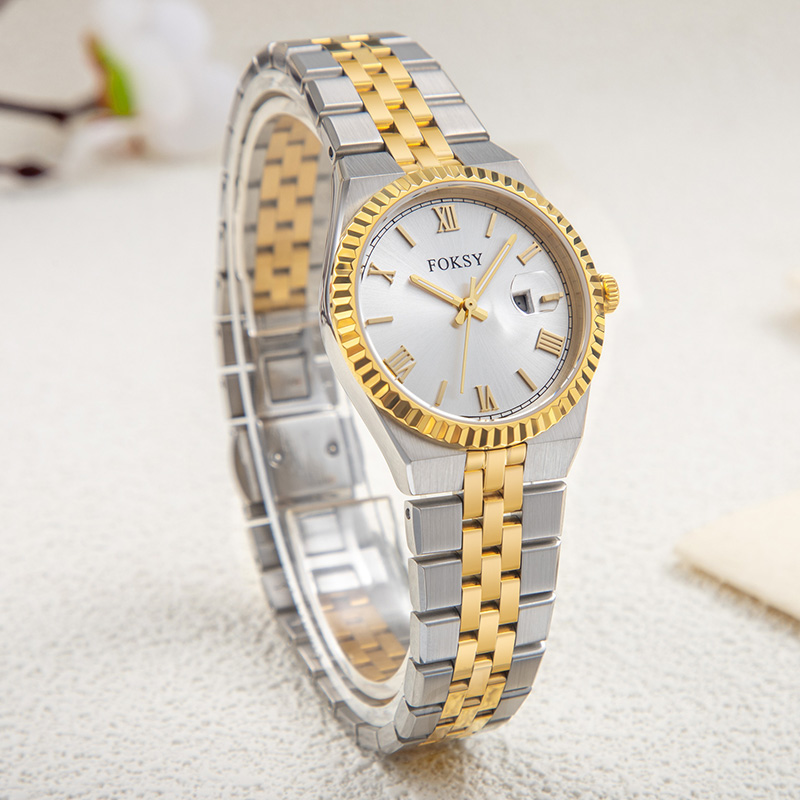 Custom Women Watch Quartz Watch Stainless Steel 5ATM Leisure Fashion Luminous Date Roman Watch 233-7-1003