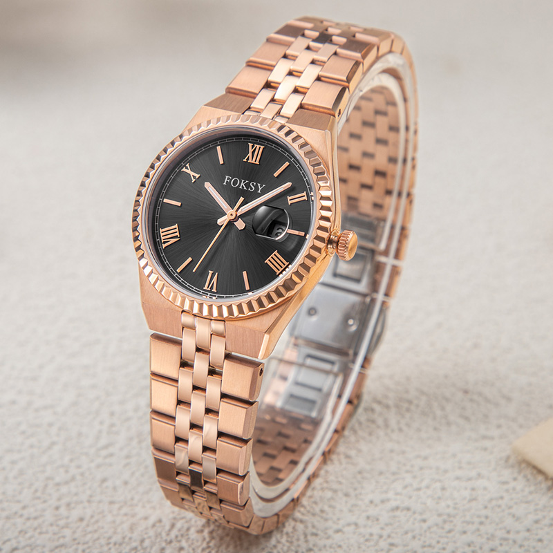 Custom Women Watch Quartz Watch Stainless Steel 5ATM Leisure Fashion Luminous Date Roman Watch 233-7-1003