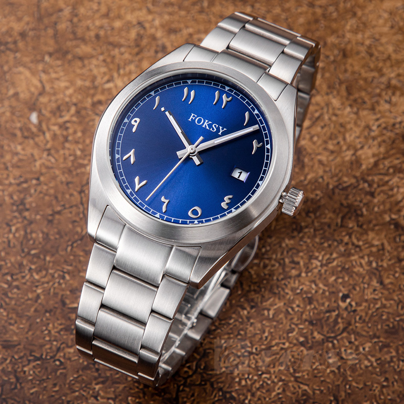 Custom Men Watch Quartz Watch Stainless Steel 5ATM Luminous Date Arabic Watch 686-7-1002