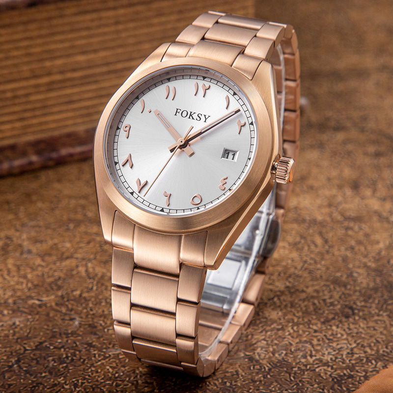 Custom Men Watch Quartz Watch Stainless Steel 5ATM Luminous Date Arabic Watch 686-7-1002