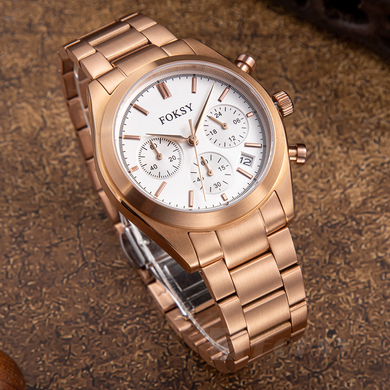 Custom Men Watch Quartz Watch Stainless Steel 5ATM Business Leisure Chronograph Watch 686-7-1001