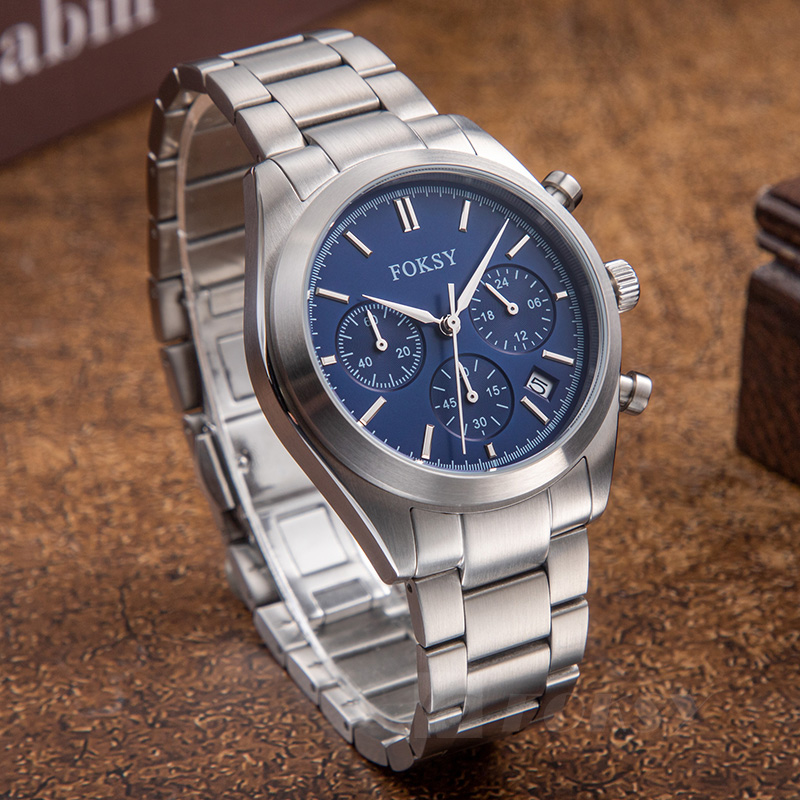 Custom Men Watch Quartz Watch Stainless Steel 5ATM Business Leisure Chronograph Watch 686-7-1001