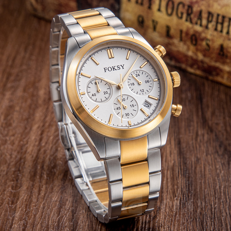 Custom Men Watch Quartz Watch Stainless Steel 5ATM Business Leisure Chronograph Watch 686-7-1001