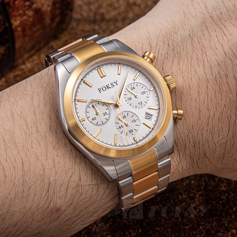 Custom Men Watch Quartz Watch Stainless Steel 5ATM Business Leisure Chronograph Watch 686-7-1001