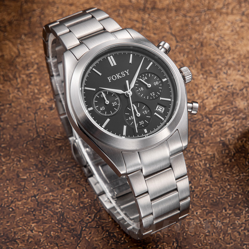 Custom Men Watch Quartz Watch Stainless Steel 5ATM Business Leisure Chronograph Watch 686-7-1001