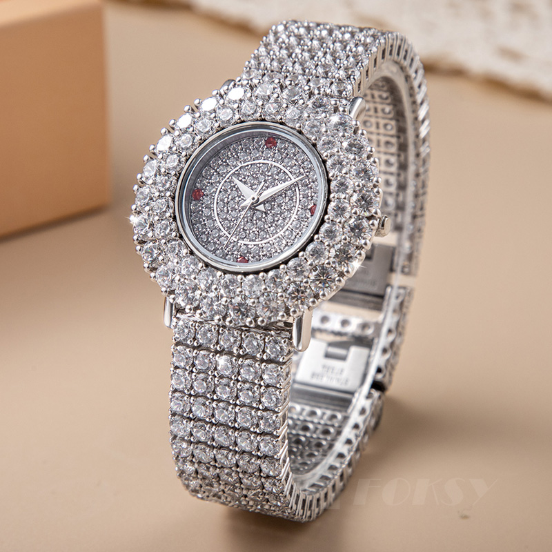 Custom Women Watch Quartz Watch Stainless Steel 5ATM Luxury Diamond Watch W0178