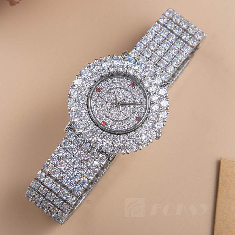 Custom Women Watch Quartz Watch Stainless Steel 5ATM Luxury Diamond Watch W0178