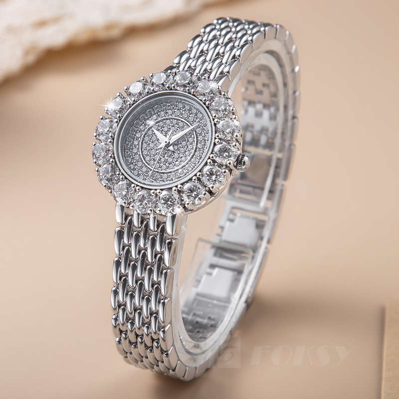 Custom Women Watch Quartz Watch Stainless Steel 5ATM Luxury Diamond Watch W0179