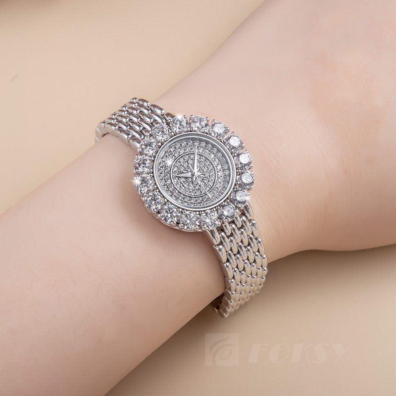 Custom Women Watch Quartz Watch Stainless Steel 5ATM Luxury Diamond Watch W0179