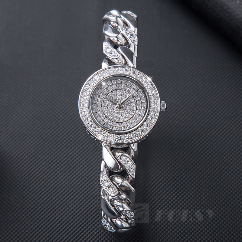 Custom Women Watch Quartz Watch Stainless Steel 5ATM Luxury Diamond Bracelet Watch W0181