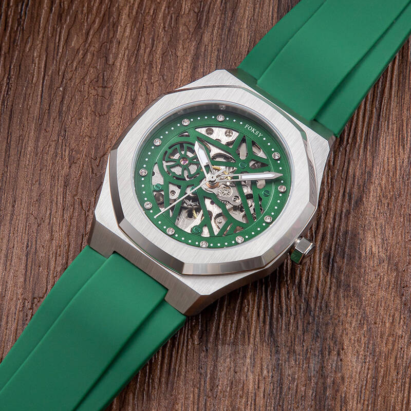 Custom Men Watch Automatic Watch Stainless Steel Silicone 5ATM Luminous Skeleton Watch 256-6-1037