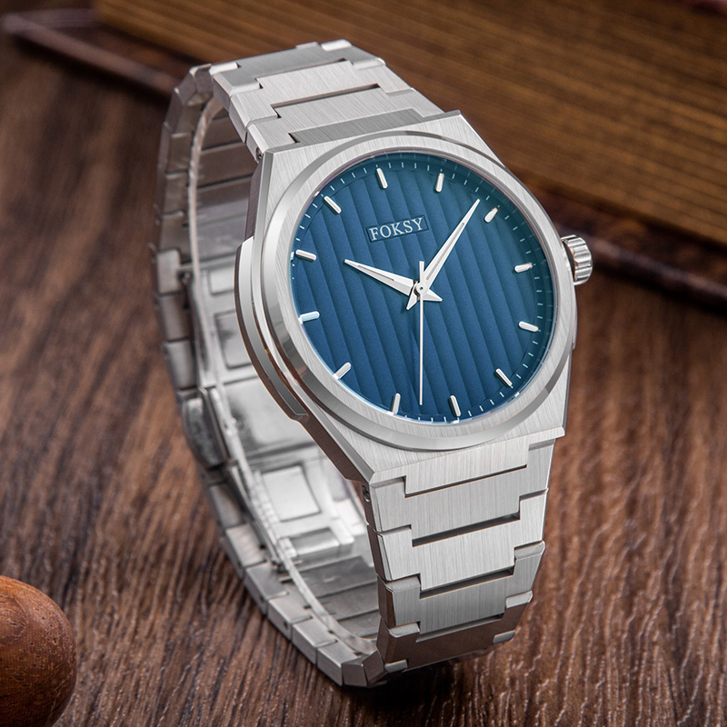 Custom Men Watch Quartz Watch Stainless Steel 5ATM Luxury Textured Dial Watch 632-7-1048