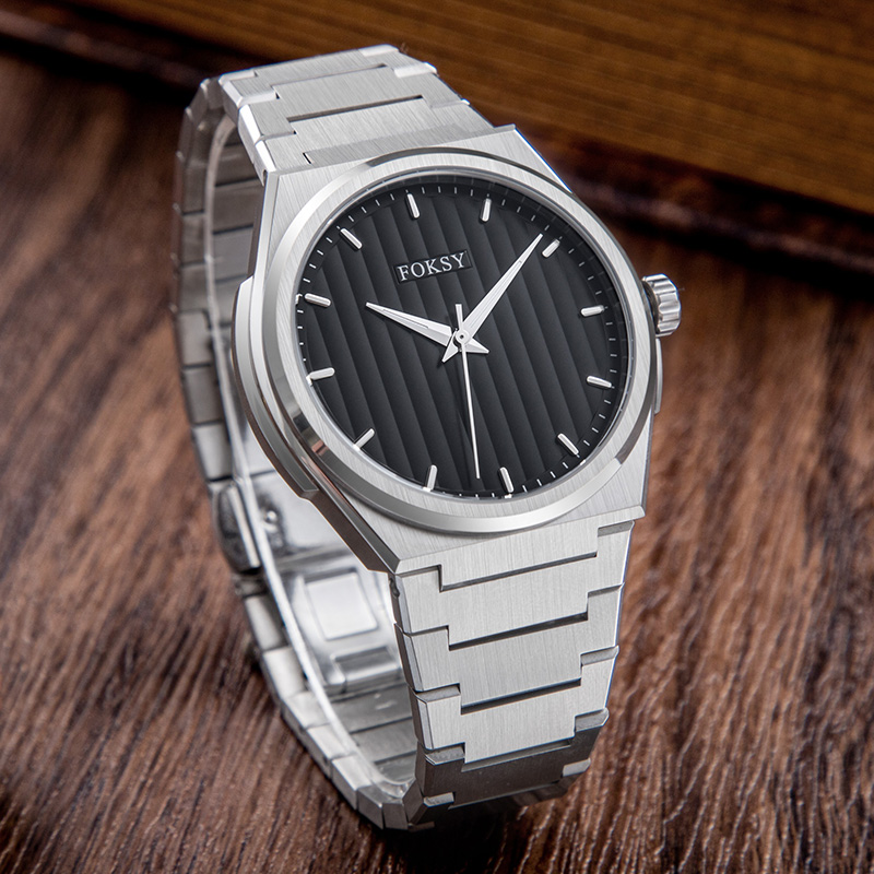 Custom Men Watch Quartz Watch Stainless Steel 5ATM Luxury Textured Dial Watch 632-7-1048