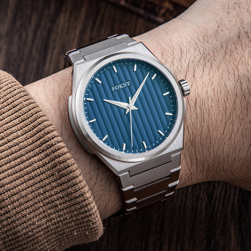 Custom Men Watch Quartz Watch Stainless Steel 5ATM Luxury Textured Dial Watch 632-7-1048