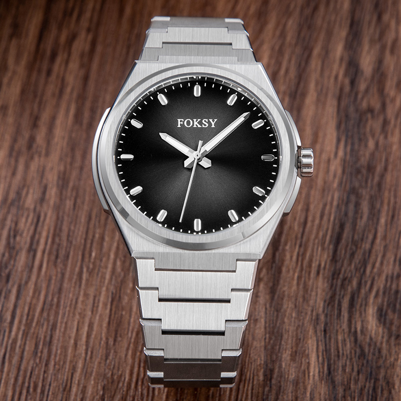 Custom Men Watch Quartz Watch Stainless Steel Silicone 5ATM Luxury Gradient Dial Watch 632-7-1049