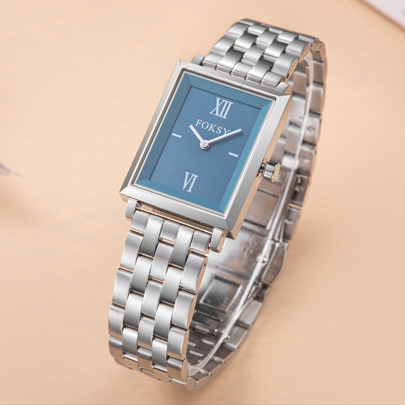 Custom Women Watch Quartz Watch Stainless Steel Leather 3ATM Luxury Roman Dial Square Watch 204-7-1014