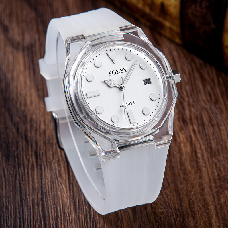 Custom Men Watch Quartz Watch Silicone Plastic 3ATM Luxury Transparent Case Date Watch K030-7-1001