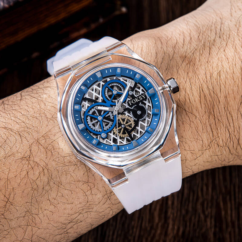 Custom Men Watch Automatic Watch Silicone Plastic 3ATM Luminous Skeleton Watch K030-6-1002