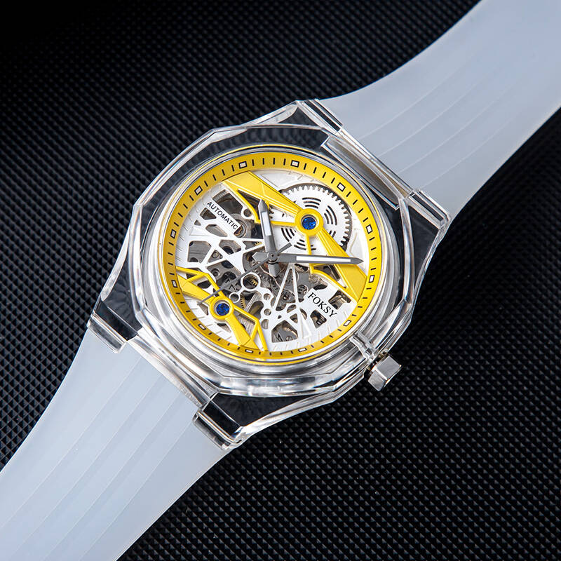 Custom Men Watch Automatic Watch Silicone Plastic 3ATM Luminous Skeleton Watch K030-6-1003