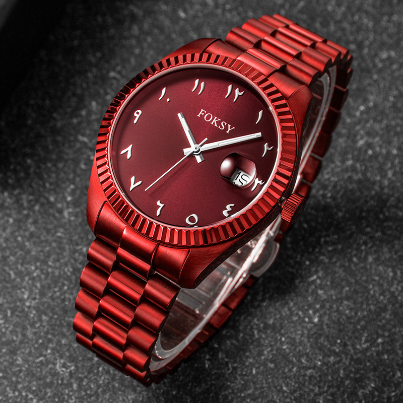 Custom Men Watch Quartz Watch Stainless Steel 5ATM Luminous Date Arabic Watch 657-7-1004