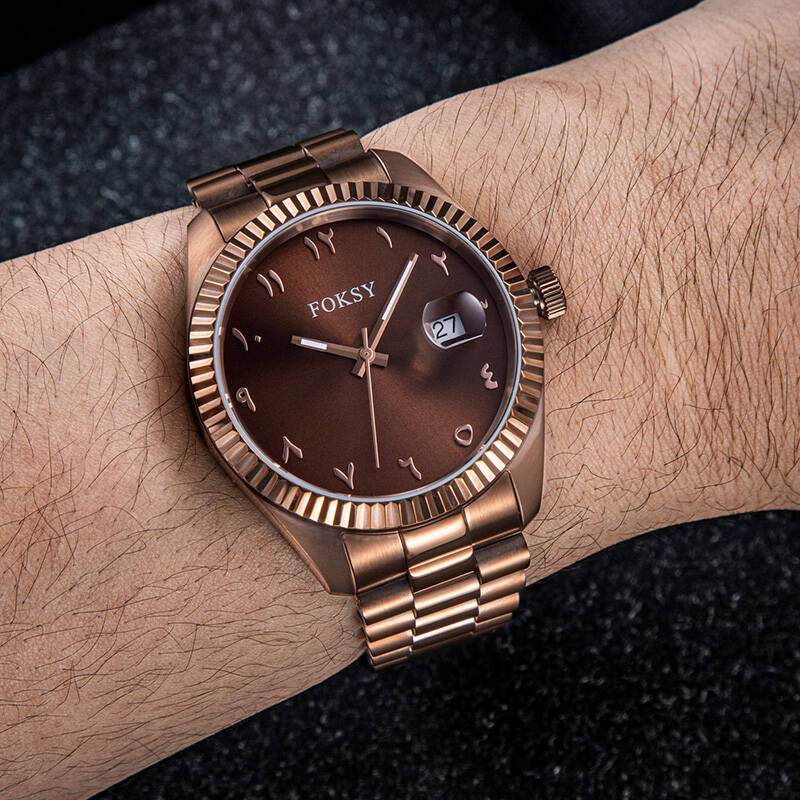 Custom Men Watch Quartz Watch Stainless Steel 5ATM Luminous Date Arabic Watch 657-7-1004