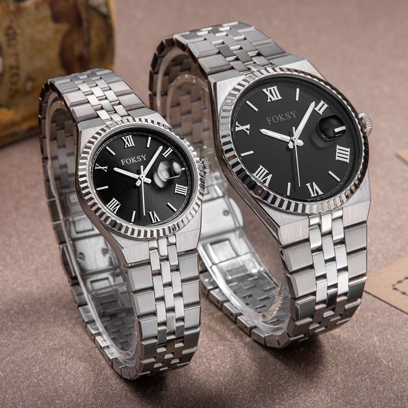 Custom Men Watch Women Watch Quartz Watch Stainless Steel 5ATM Luminous Date Roman Watch 689-7-1003 / 233-7-1003