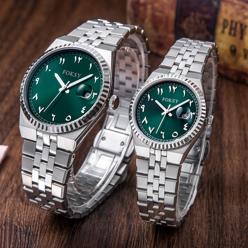 Custom Men Watch Women Watch Quartz Watch Stainless Steel 5ATM Luminous Date Arabic Watch 689-7-1004 / 233-7-1004