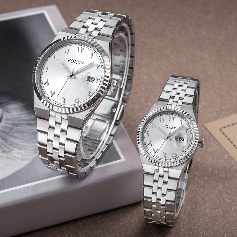 Custom Men Watch Women Watch Quartz Watch Stainless Steel 5ATM Luminous Date Arabic Watch 689-7-1004 / 233-7-1004