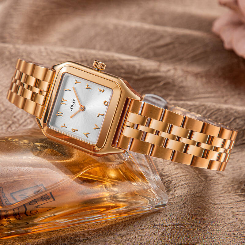 Women Watch Quartz Watch Stainless Steel Square 5ATM Waterproof Fashion Leisure Arabic Watch 214-7-1006