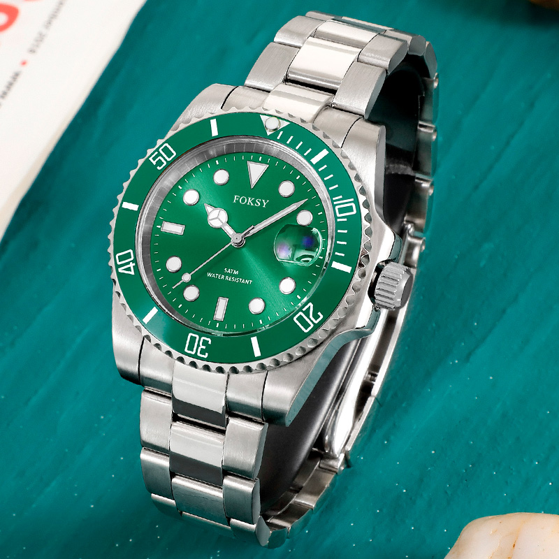 Custom Men Watch Quartz Watch Stainless Steel 5ATM Waterproof Luminous Rotatable Bezel Business Leisure 315-7-1005