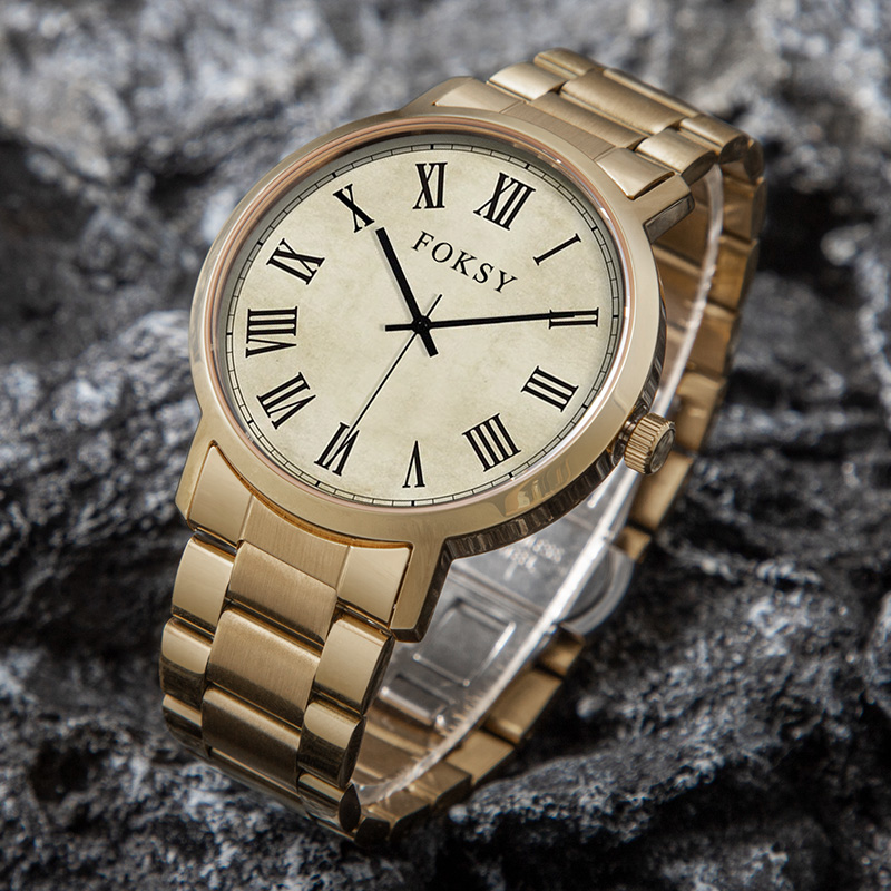 Custom Men Watch Quartz Watch Roman Watch Stainless Steel 5ATM Waterproof Vintage Business Leisure 650-7-1026