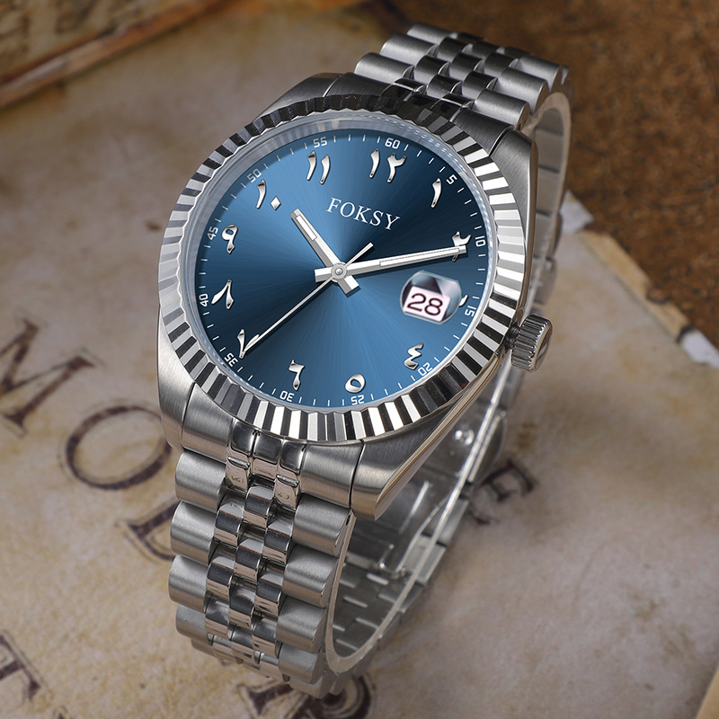 Custom Men Watch Quartz Watch Arabic Dial Stainless Steel 5ATM Waterproof Date Display Business Luxury 583S-7-1116