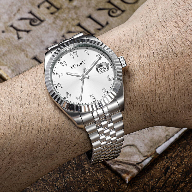 Custom Men Watch Quartz Watch Arabic Dial Stainless Steel 5ATM Waterproof Date Display Business Luxury 583S-7-1116
