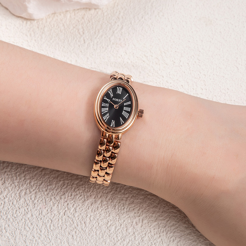 FOKSY Women's Oval Watch with Roman Numeral Dial - Design with Heart