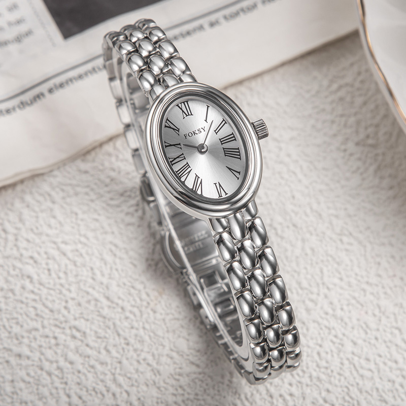 FOKSY Women's Oval Watch with Roman Numeral Dial - Design with Heart