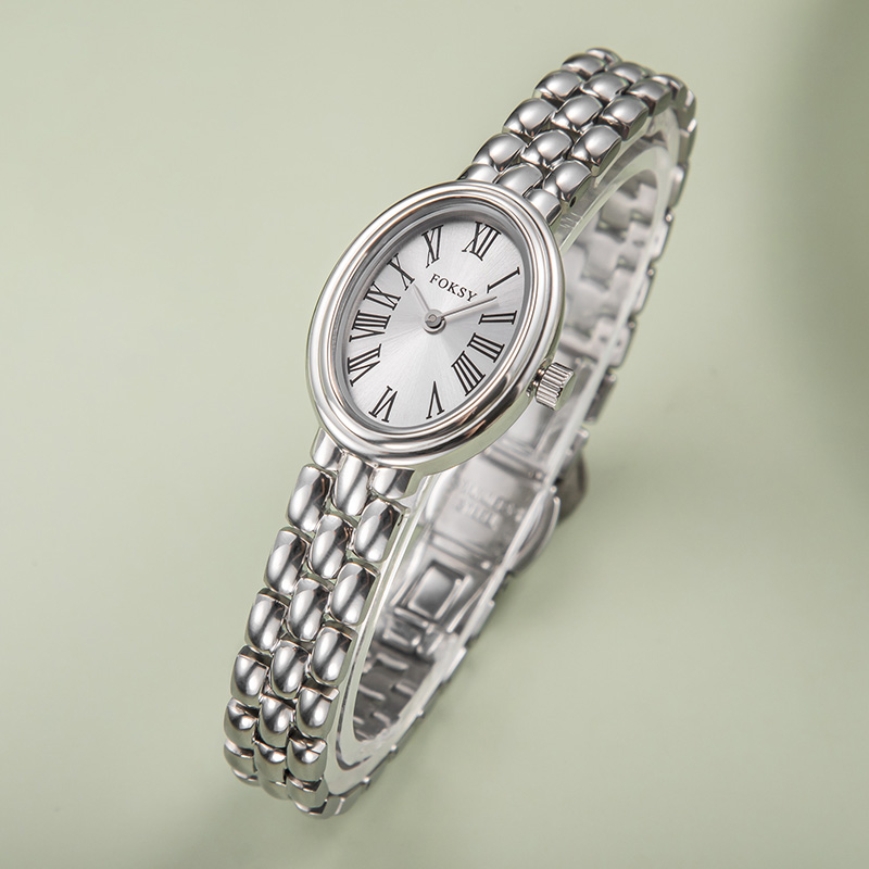 FOKSY Women's Oval Watch with Roman Numeral Dial - Design with Heart